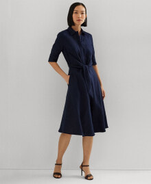 Lauren Ralph Lauren petite Linen Fit & Flare Shirtdress