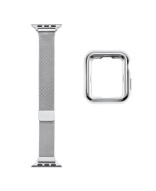 Posh Tech infinity 2-Piece Skinny Silver-tone Stainless Steel Alloy Loop Band and Bumper Set for Apple Watch, 42mm-44mm