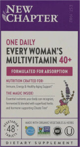 Витаминно-минеральные комплексы New Chapter Organics Every Woman One Daily 40- Ферментированный мультивитаминный комплекс для женщин от 40 лет, для поддержки иммунитета, энергии и гормонов 48 вегетарианских капсул