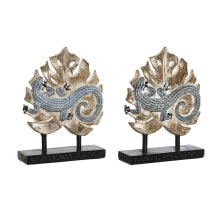 Decorative Figure DKD Home Decor 14,5 x 4 x 18,5 cm Blue Turquoise Tropical Lizard Stripped (2 Units)