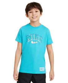 Nike big Boys Sportswear Crewneck Cotton Stars Graphic T-Shirt