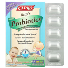 Catalo Naturals, Детские пробиотики, формула для улучшения пищеварения и иммунитета, от 1 месяца, 3 миллиарда КОЕ, 60 вегетарианских капсул
