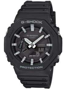 Мужские наручные часы с черным браслетом Casio GA-2100-1AER G-Shock 45mm 20ATM