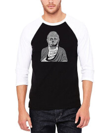 Men's Raglan Baseball 3/4 Sleeve Buddha Word Art T-shirt