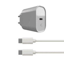 Wall Charger + USB C Cable KSIX White 20W