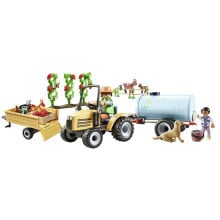 PLAYMOBIL Tractor With Trailer And Water Tank Construction Game