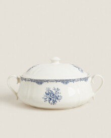 Floral earthenware serving tureen