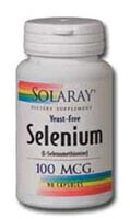 Минералы и микроэлементы Solaray Selenium Пищевая добавка Селен 100 мкг  90 растительных капсул