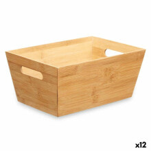 Multi-purpose basket Natural Bamboo 15 x 29 x 8,5 cm (12 Units) With handles