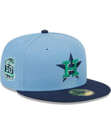 New Era men's Light Blue, Navy Houston Astros Green Undervisor 59FIFTY Fitted Hat