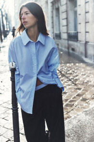 Poplin shirt with pleats