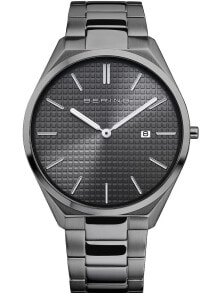 Мужские наручные часы с браслетом мужские наручные часы с черным браслетом Bering 17240-777 Ultra Slim mens watch 40mm 3ATM