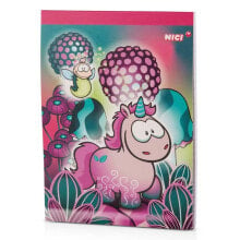 NICI Notepad Unicorn Midnight Floral Din A6 Checkered
