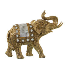 Decorative Figure Alexandra House Living Golden Plastic Elephant 11 x 23 x 19 cm