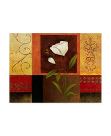Trademark Global pablo Esteban White Flowers Ornate Red Canvas Art - 19.5