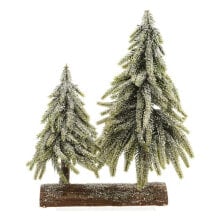 Christmas Tree Double Snowfall Wooden base (28 x 16 x 28 cm)