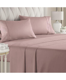 CGK Unlimited 4 Piece Deep Pocket Microfiber (Muted, Vibrant, Heathered) Sheet Set - Queen