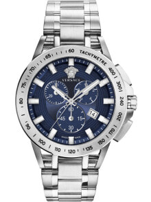 Мужские наручные часы с серебряным браслетом Versace VE3E00521 New Sport Tech Chronograph 45mm 10ATM