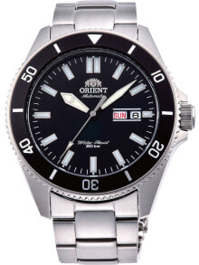 Мужские наручные часы с браслетом Мужские наручные часы с серебряным браслетом Orient RA-AA0008B19B Mako III Automatik 44mm 20ATM