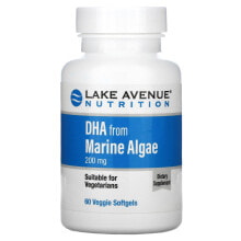 Рыбий жир и Омега 3, 6, 9 Lake Avenue Nutrition, ДГК из морских водорослей, растительные омега, 200 мг, 60 растительных капсул