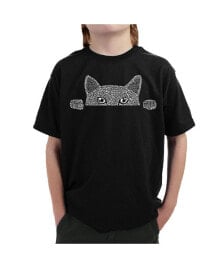 LA Pop Art big Boy's Word Art T-shirt - Peeking Cat