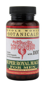 Витамины и БАДы для укрепления иммунитета Whole World Botanicals Super Royal Maca for Men with DIM Комплекс для мужчин, содержащий корень маки и ДИМ 90 растительных капсул
