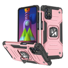 Pancerne hybrydowe etui pokrowiec Samsung Galaxy M51 + magnetyczny uchwyt Ring Armor różowy