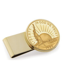 Men's Gold-Layered Statue of Liberty Commemorative Half Dollar Stainless Steel Coin Money Clip