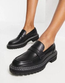 Only – Loafer in Schwarz mit kontrastierenden Nähten