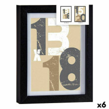 Photo frame 18 x 23 x 2,5 cm Black Glass MDF Wood (6 Units)