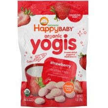 Детские молочные смеси нэйчэ Инк (Хэппи Бэби), Organic Yogis, органические снеки из сублимированного йогурта с фруктами, с клубникой, 28 г (1 унция)