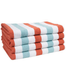 Arkwright Home cabo Cabana Beach Towel (4-Pack, 30x70 in.), Soft Ringspun Cotton, Alternating Stripe Colors, Oversized Cabana Pool Towel