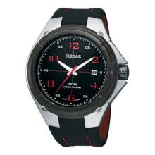 Мужские наручные часы с ремешком Мужские наручные часы с черным кожаным ремешком Pulsar PXH797X1 ( 41 mm)