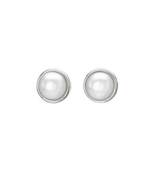 Ювелирные серьги Charming silver earrings with diamonds and pearls Diamond Amulets DE712