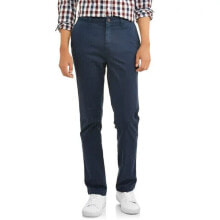 Купить мужские брюки George: George Chino Pants 28X30 Men's Blue Cove Slim Straight Belt loops Pockets Solid