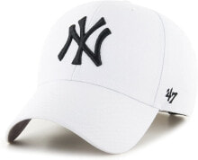 Мужские бейсболки Мужская бейсболка белая бейсбольная с логотипом 47 Brand Classic MVP Yankees Curved Brim Baseball Cap MLB NY New York with Peak