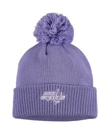 adidas men's Purple Washington Capitals 2021 Hockey Fights Cancer Cuffed Knit Hat with Pom