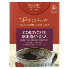 Teeccino, Mushroom Herbal Tea, Lion's Mane Rhodiola, Rose, Caffeine Free, 10 Tea Bags, 2.12 oz (60 g)