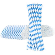 Одноразовая посуда Paper straws BIO ecological PAPER STRAWS thick 8 / 205mm - white and blue 500 pcs.