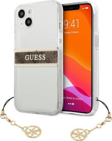 Купить чехлы для смартфонов Guess: Guess Etui Guess GUHCP13SKB4GBR Apple iPhone 13 mini Transparent hardcase 4G Brown Strap Charm