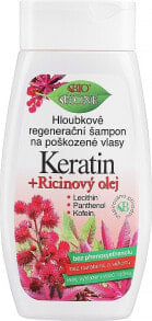 Intensiv regenerierendes Shampoo für strapaziertes Haar mit Keratin, Koffein und Rizinusöl - Bione Cosmetics Keratin + Castor Oil