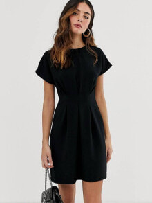 Женское мини-платье ASOS DESIGN Minikleid mit geraffter Taille in Schwarz купить в аутлете