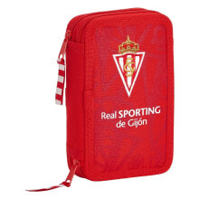 SAFTA Sporting Gijon Small Double Filled Pencil Case