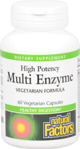 Пищеварительные ферменты natural Factors Multi Enzyme High Potency Комплекс пищеварительных ферментов 60 капсул