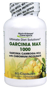 Жиросжигатели Nutritional Concepts Garcinia Cambogia HCA Maxс Гарциния камбоджийская и пиколинат хрома для похудения 1000 - 60 капсул
