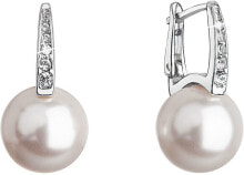 Серьги beautiful silver earrings with synthetic pearls 31301.1