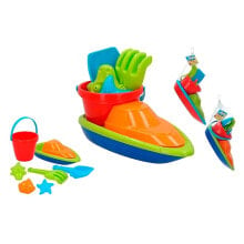 COLOR BABY Beach Set With Boat Shovel. Rastrillo And 3 Molds In Network 2 Assorted 34 cm