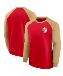 Nike men's Scarlet and Gold-Tone San Francisco 49ers Historic Raglan Crew Performance Sweater