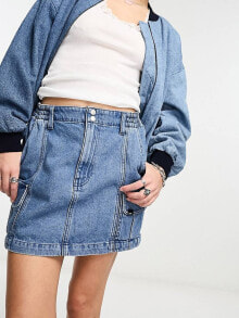 Купить женские юбки Vans: Vans mini denim skirt in blue stone wash