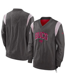 Nike men's Pewter Tampa Bay Buccaneers Sideline Athletic Stack V-neck Pullover Windshirt Jacket